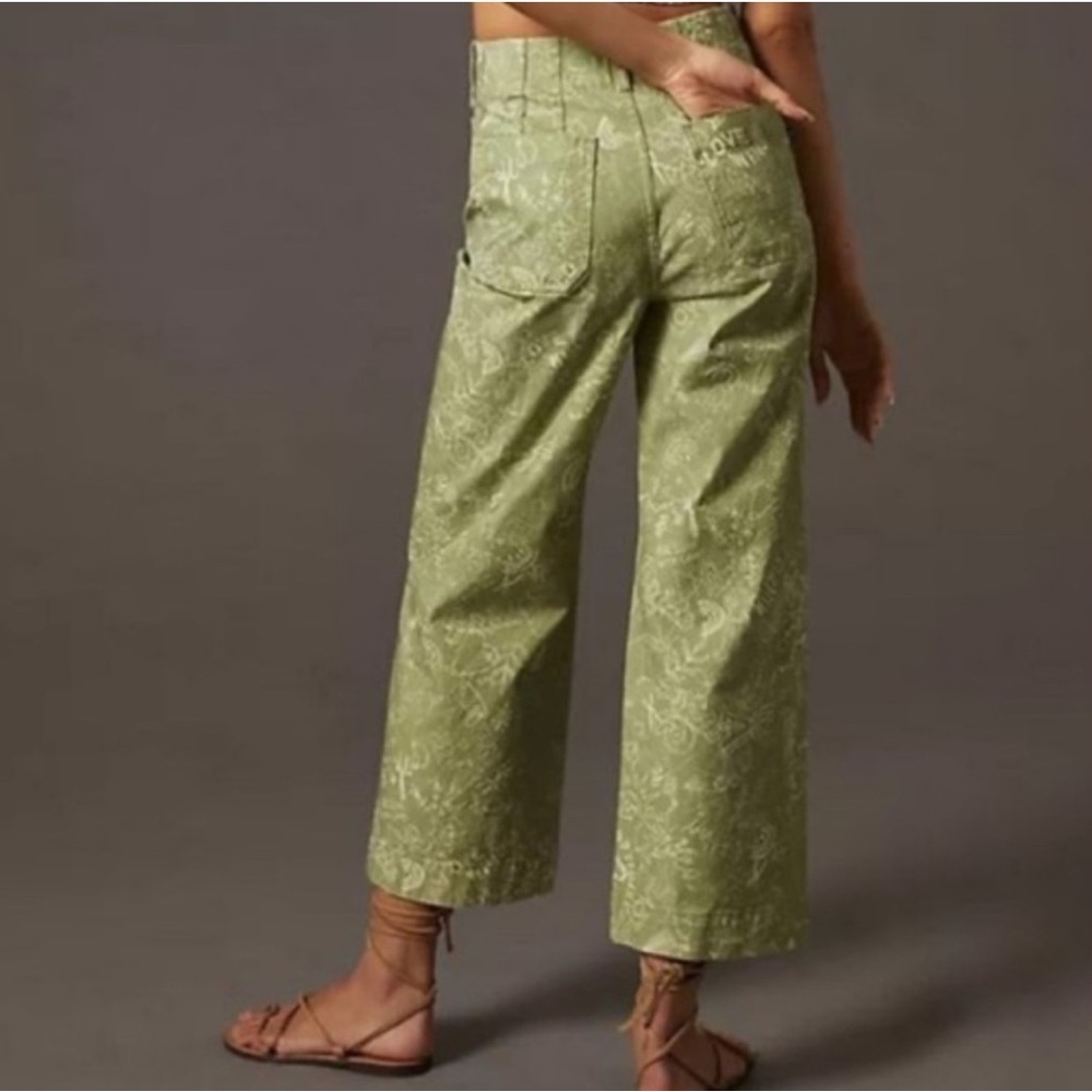 Anthropologie Pilcro The Skipper Love Wins Green Cropped Pants - Picture 2 of 8